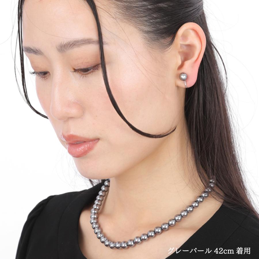 パール ネックレス 冠婚葬祭 グレー 8mm イヤリング ピアス セット