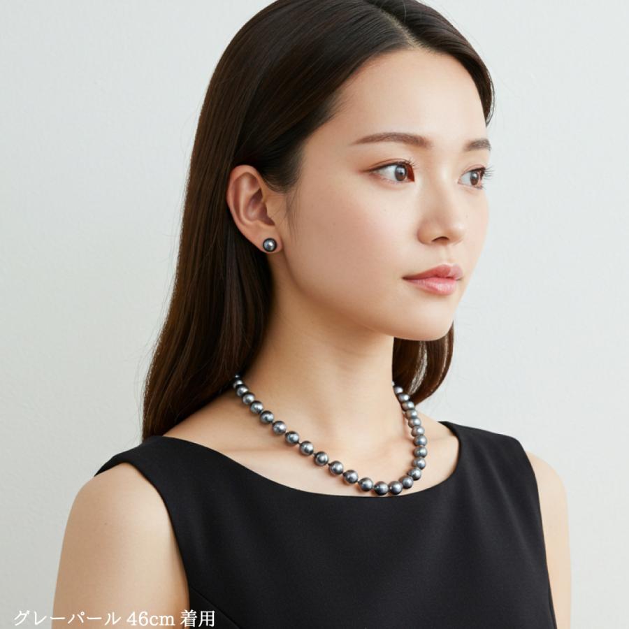 パール ネックレス 冠婚葬祭 グレー 8mm イヤリング ピアス