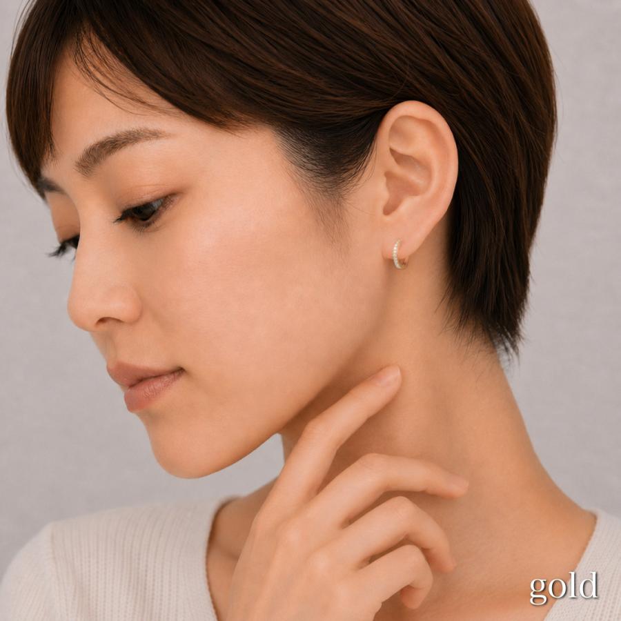 モアサナイト ピアス レディース メンズ フープピアス 10石 SV925 金属