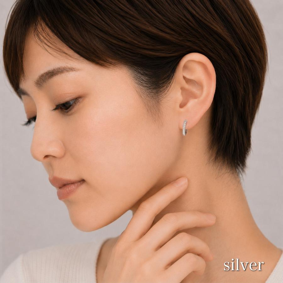 モアサナイト ピアス レディース メンズ フープピアス 10石 SV925 金属