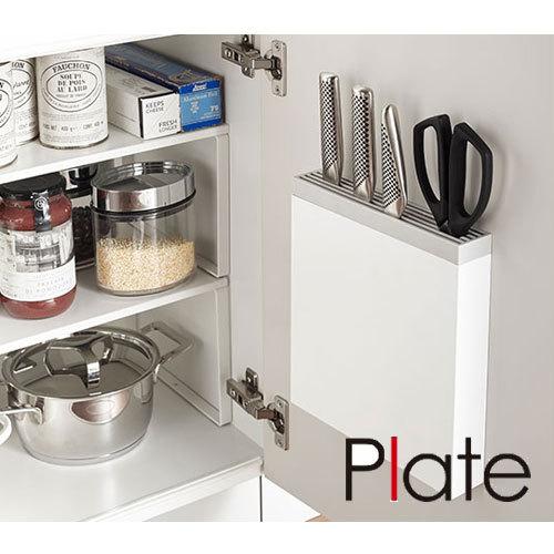 プレート Plate 包丁&キッチンばさみ差し ホワイト/03843 包丁立て 包丁差し シンク扉 キッチンばさみ 山崎実業 YAMAZAKI|craseal|02