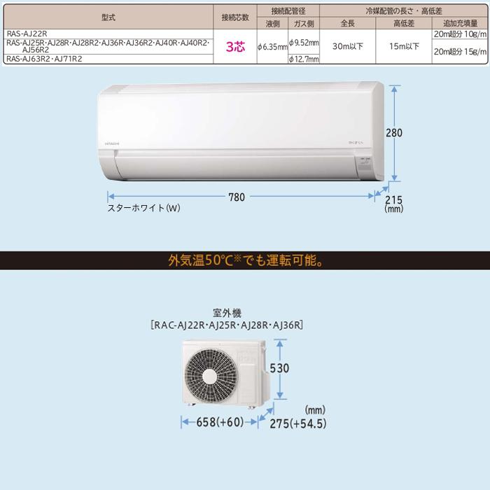 あすつく対応 HITACHI ルームエアコン AJシリーズ RAS-AJ22R 6畳