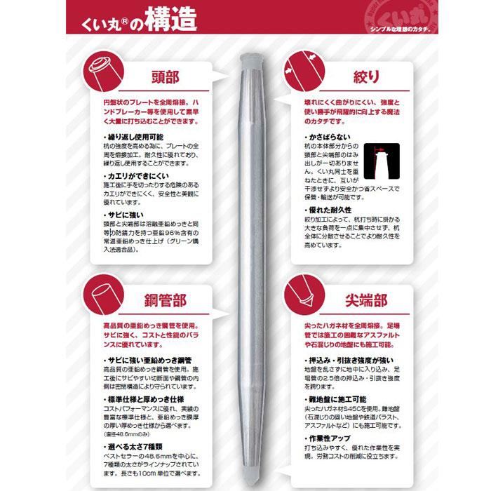メーカー直送・法人様限定】くい丸 スタンダード Φ42.7 200cm 2000mm 