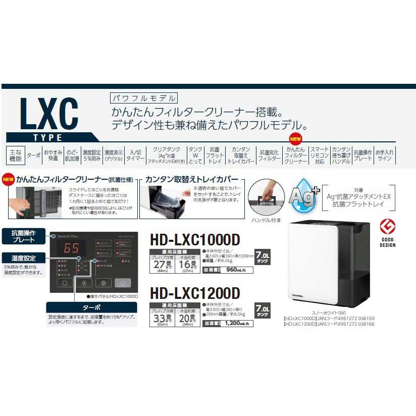 ダイニチ工業 ハイブリッド式加湿器 パワフルモデル HD-LXC1200D(W 