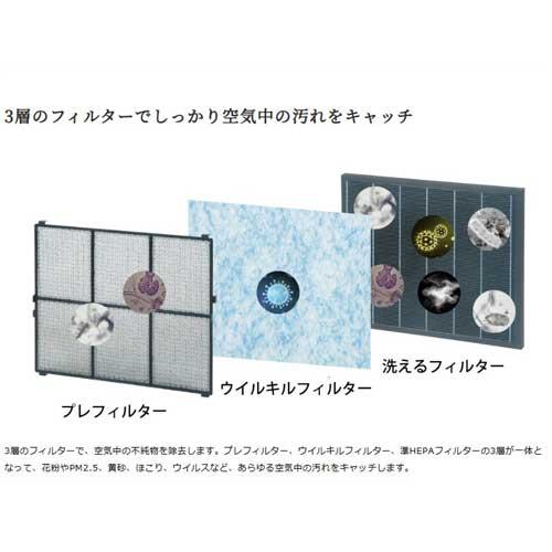 トヨトミ AC-V20P(W) ホワイト 空気清浄機 10畳 3層フィルター