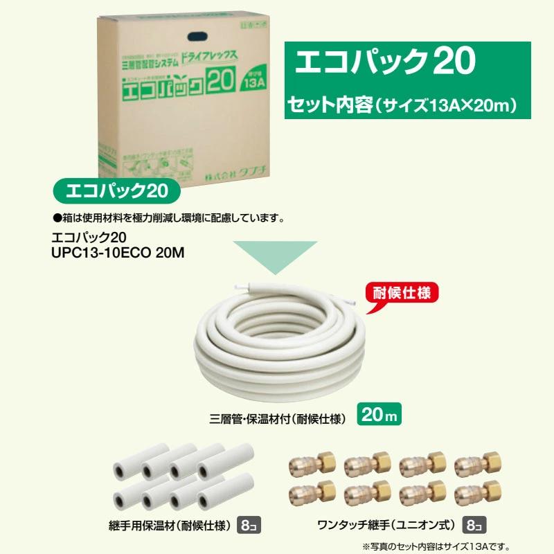 タブチ エコパック UPC13-10ECO. 20mワンタッチ継手/ドライタッチ 呼び