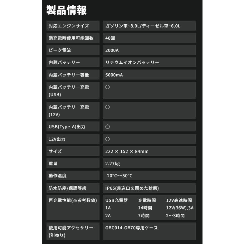 あすつく対応  NOCO Boost HD 2000A 12V 車 ポータブル リチウム ジャンプスターター GB70 スタート 急速 充電器 ライト コンパクトの画像