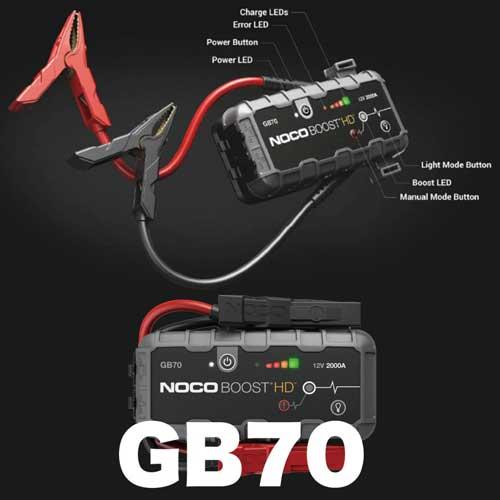 あすつく対応  NOCO Boost HD 2000A 12V 車 ポータブル リチウム ジャンプスターター GB70 スタート 急速 充電器 ライト コンパクトの画像