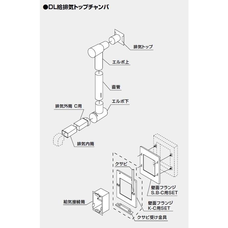 ノーリツ DL給排気トップチャンバ 621型 K 木枠用クサビ式 0701541