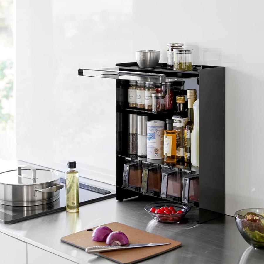 前が開く 隠せる調味料ラック タワー 山崎実業 tower ホワイト