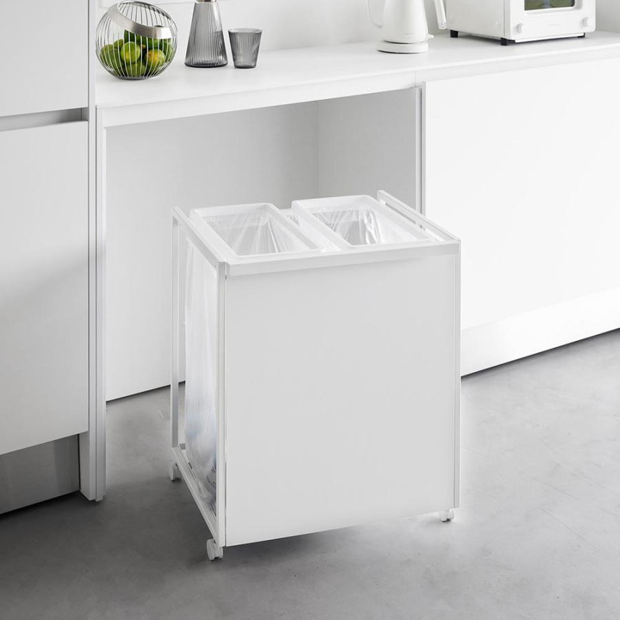 オシャレ✨ゴミ箱　棚　白　キャスター付き　便利　45L 2個　ダストボックス 楽天市場】ゴミ箱 2分別 45L キャスター付き 縦型 ごみ箱