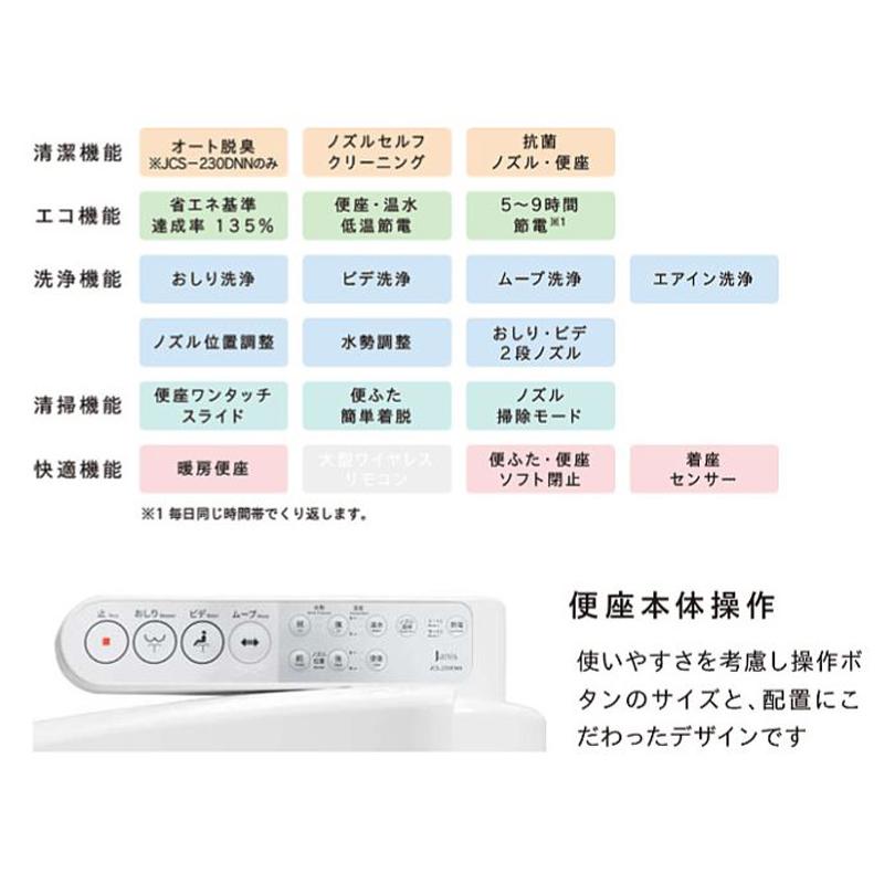 ジャザサイズ Janis 温水洗浄便座 サワレット230 JCS-230DNN□ 本体操作タイプ BW1