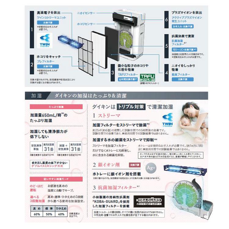 あすつく対応 DAIKIN 加湿 ストリーマ空気清浄機 ACK70X-W あすつく対応 DAIKIN 加湿 ストリーマ空気清浄機 ACK70X-W