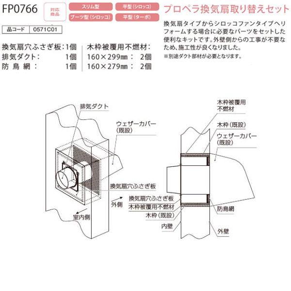 ノーリツ プロペラ換気扇取り替えセット FP0766 ノンフィルタータイプレンジフードB 賃貸物件にも リノベーション NORITZ :ys