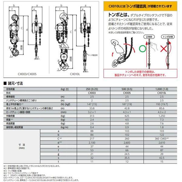 キトー チェーンブロックCX CX-003 定格荷重 250kg CX003 KITO