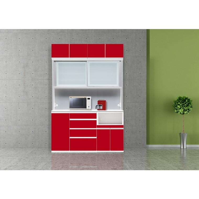 赤と白の食器棚・キッチンカウンター 赤と白の食器棚・キッチンカウンター