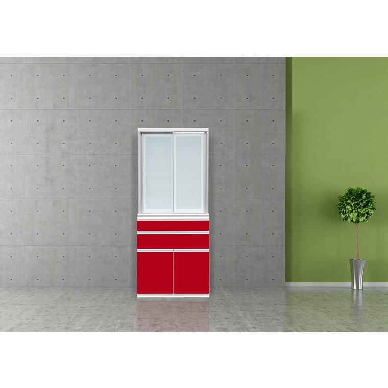 ロータイプ 食器棚 幅80cm キッチン収納 ダイニングボード 食器収納 PM