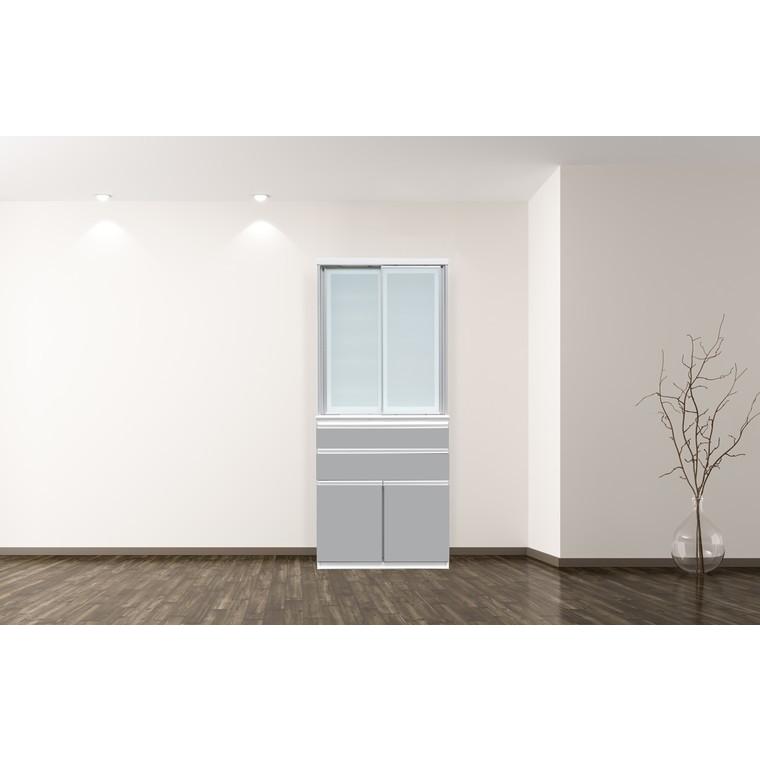 ロータイプ 食器棚 幅80cm キッチン収納 ダイニングボード 食器収納 PM