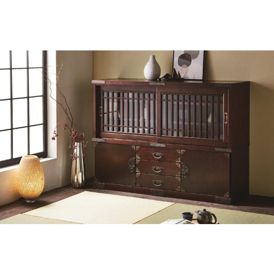 茶棚 茶箪笥 幅135cm 民芸家具 引き戸 和箪笥 民芸調家具