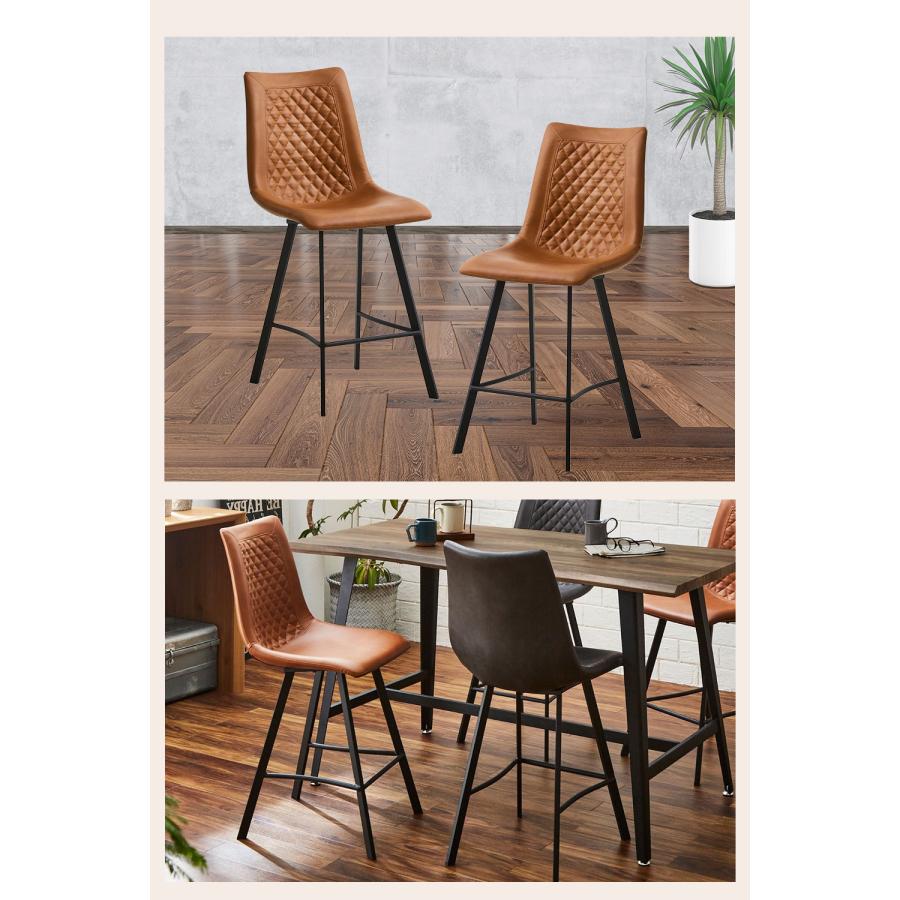 カウンターチェア 2脚セット バーチェア PUレザー ハイチェア キルト