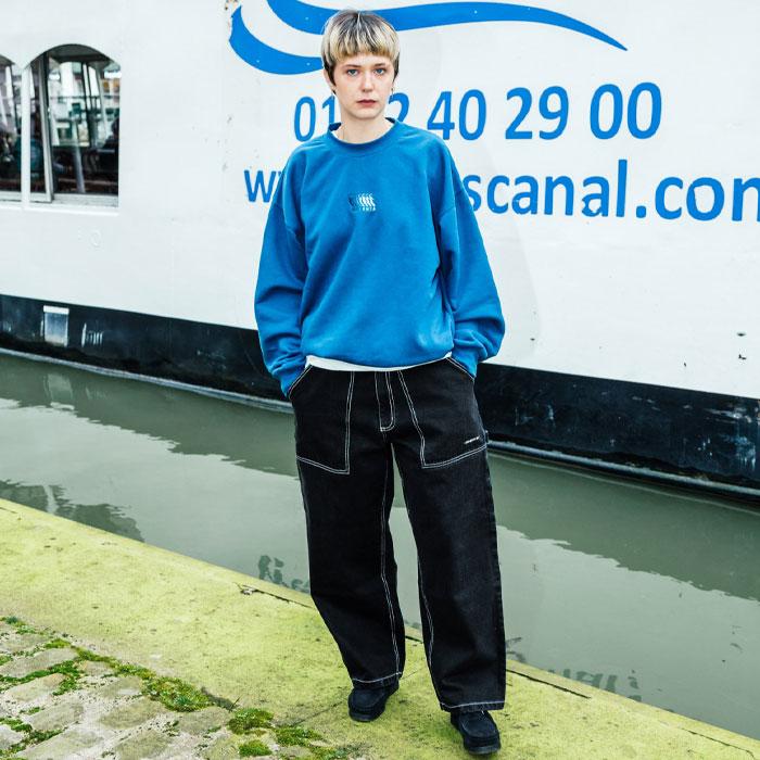 パンツ MAZZ DENIM レカ reca リラックスタックデニムパンツ(240227) （サックスブルー