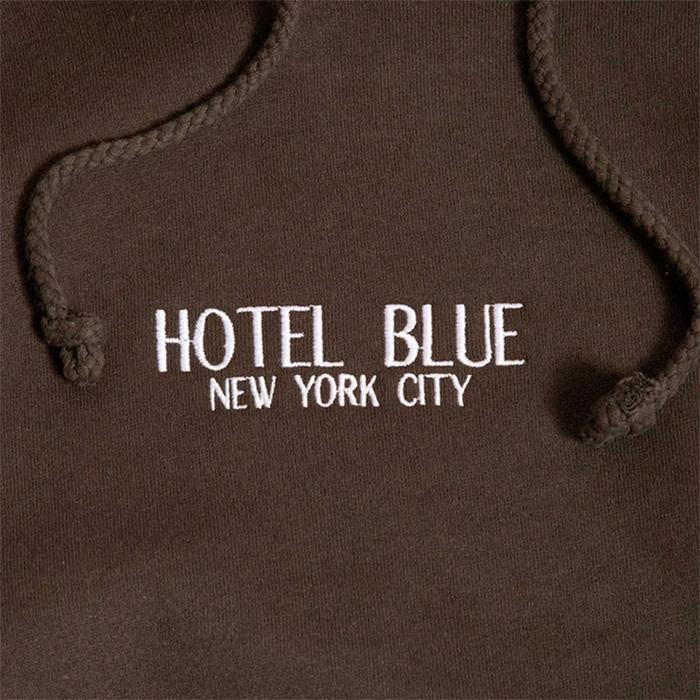 HOTEL BLUE ホテルブルー フーディーパーカー プルオーバー スケボー Embroideredn Logo Hoody NAVY BROWN ストリート スケートボード｜crass｜04