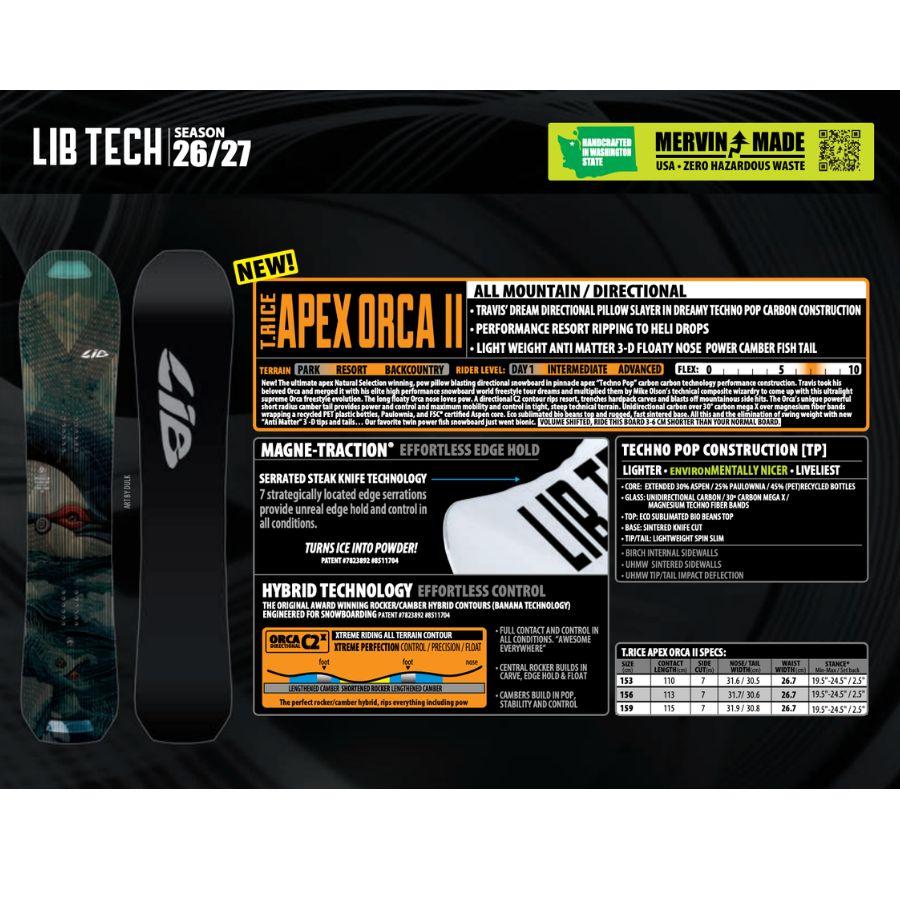 LIB TECH（リブテック） 26-27 LIBTECH スノーボード T.RICE APEX ORCA