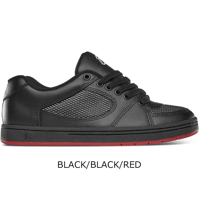 es スニーカー エス スケボー 靴 ACCEL アクセル BLACK/BLACK/RED