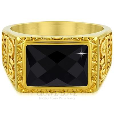 メンズリング 男の指輪 ブラック ジルコニア ゴールド ステンレス メンズ リング Mr 6 指輪 古代模様 ボリューム アンティーク 個性的 おしゃれ 指環 最安値に挑戦