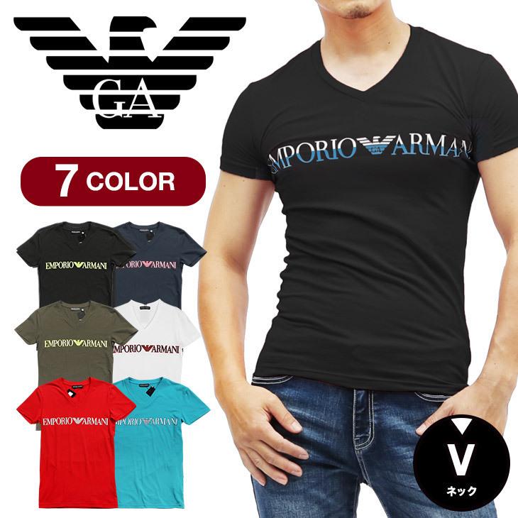 エンポリオ アルマーニ Emporio Armani Tシャツ メンズ カットソー Vネック 半袖 肌着 インナー 綿 おしゃれ 高級 ハイブランド ロゴ ワンポイント ブランド 98 Off