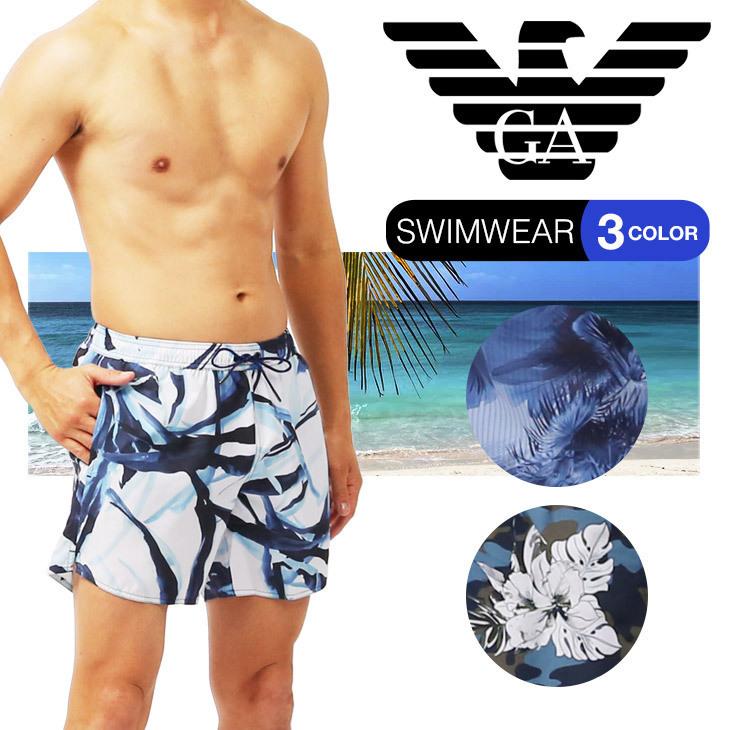 エンポリオ アルマーニ EMPORIO ARMANI 水着 サーフパンツ メンズ ボードショーツ おしゃれ カッコイイ フラワー 花柄 ロゴ ブランド プール用品