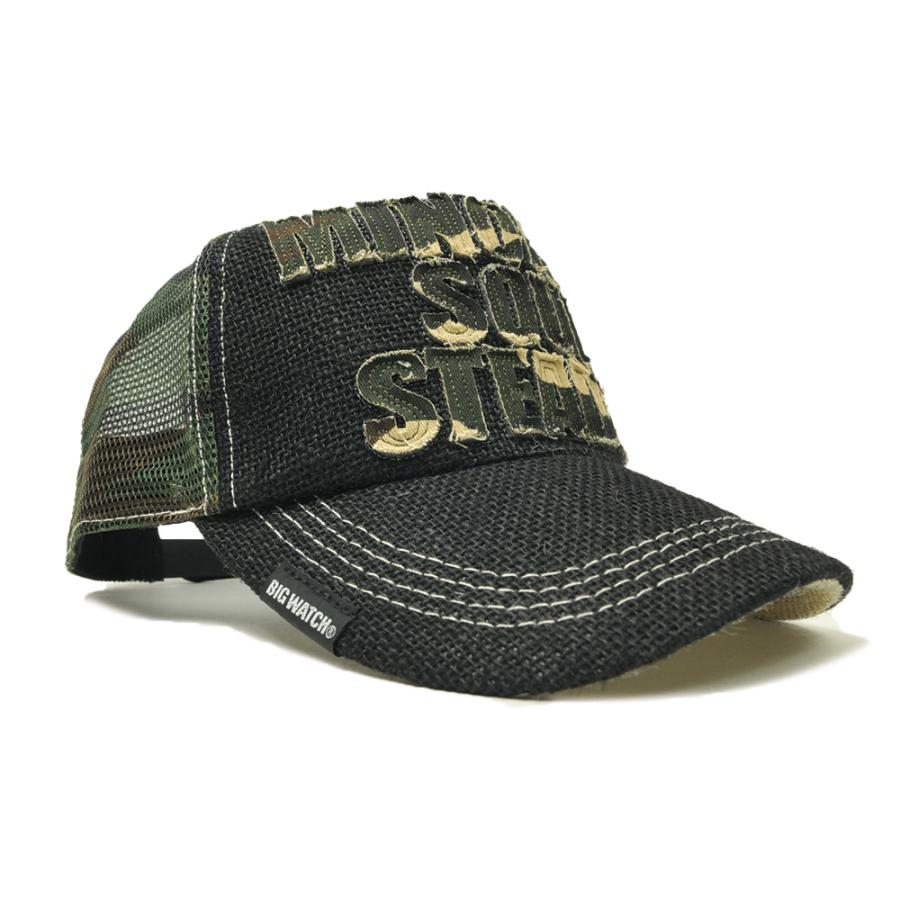 【公式】BIGWATCH 大きいサイズ 帽子  キャップ ガレージ ヘンプ キャップ ブラック カモ柄  メッシュキャップ ヘンプ ワッペン  CPH-01K 迷彩  UVカット |  | 01
