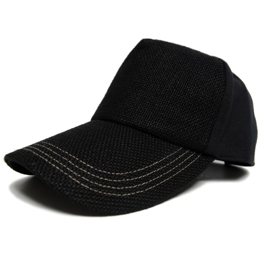 【公式】BIGWATCH 大きいサイズ 帽子  メンズ キャップ 無地ヘンプ コットンキャップ オールブラック ロングVer.   ビッグワッチ正規品｜creak-net