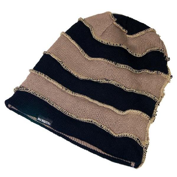 【公式】BIGWATCH 大きいサイズ 帽子 メンズ ニット帽子 ボーダー  ブラック ベージュ  UVカット |  | 02