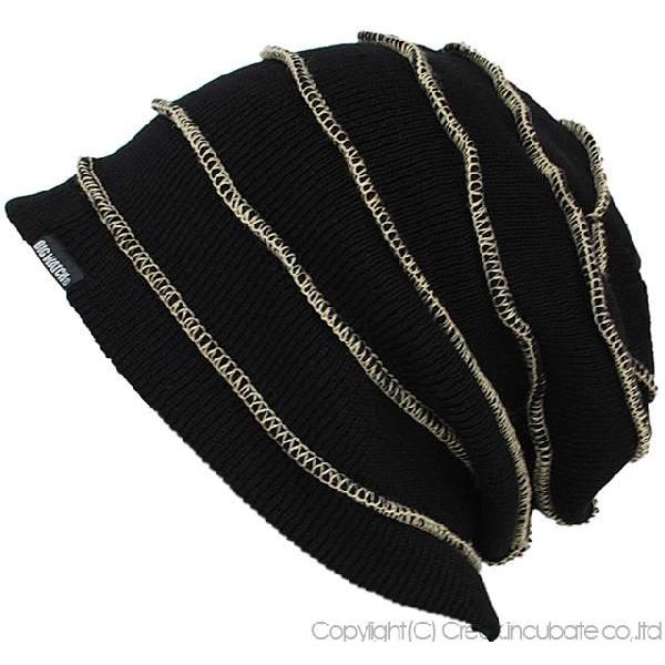 【公式】BIGWATCH 大きいサイズ 帽子 メンズ ニット帽子 ボーダー  ブラック ブラック  UVカット | 