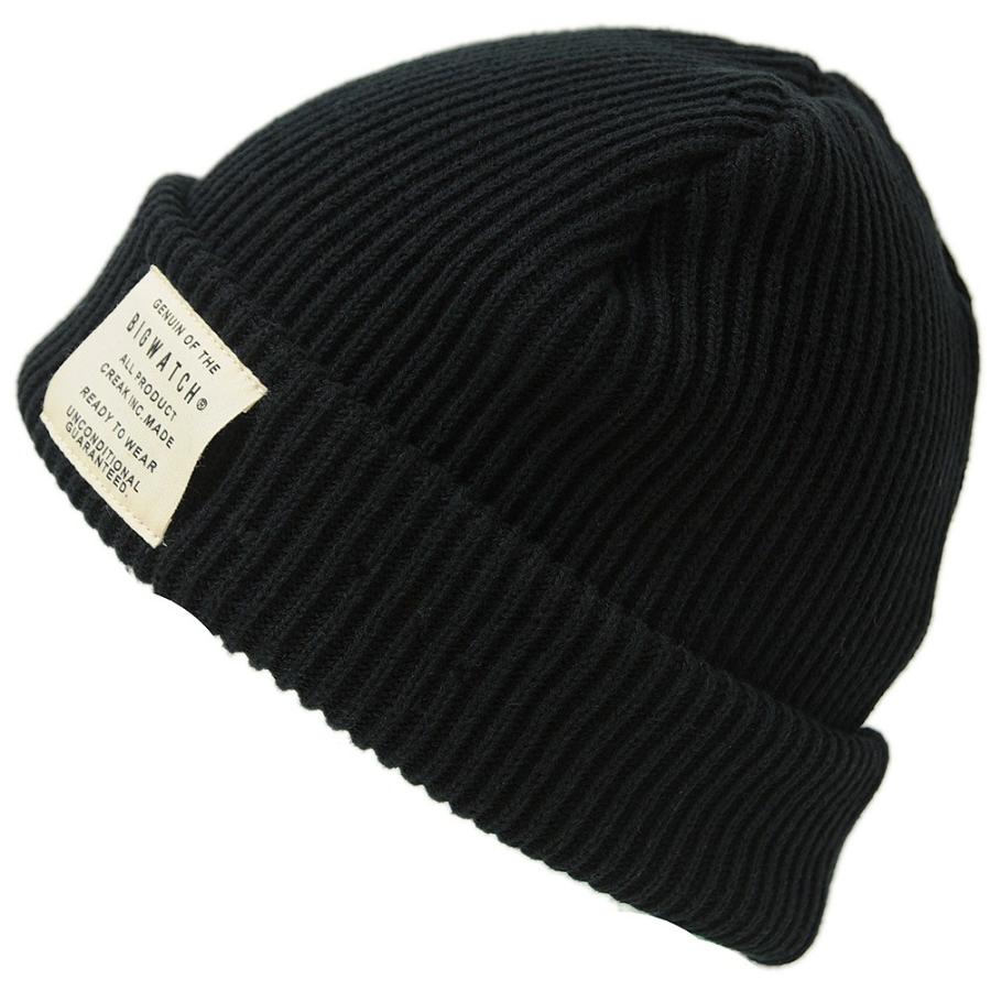 【公式】BIGWATCH 大きいサイズ 帽子 メンズ ニット帽子 ショートリブニット ブラック黒 DP-15 ビッグワッチ正規品 防寒 冬