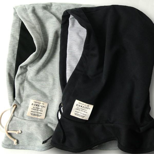 【公式】BIGWATCH 大きいサイズ 帽子  スウェット フードウォーマー  ビッグワッチ正規品  メンズ フード付き ネックウォーマー ブラック MIXグレー UVカット | 