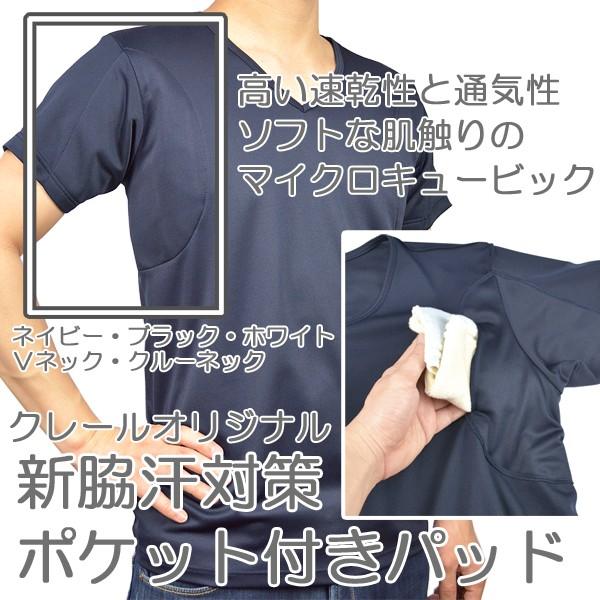 ワキ汗取りパッド ポケット付きシャツ マイクロキュービック メンズ インナーシャツ 吸水速乾 汗染対策 多汗症 クールビズ 奉呈