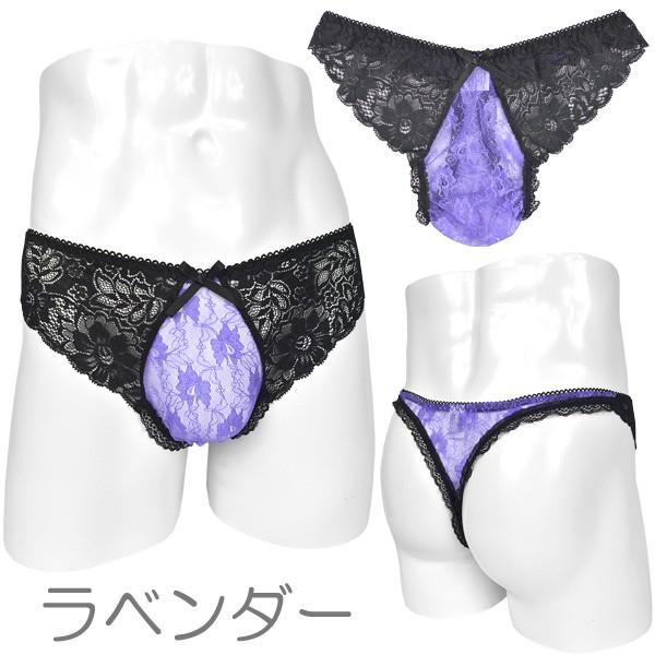 クレール メンズ Tバック シースルー総レース ブラックフラワー/男性