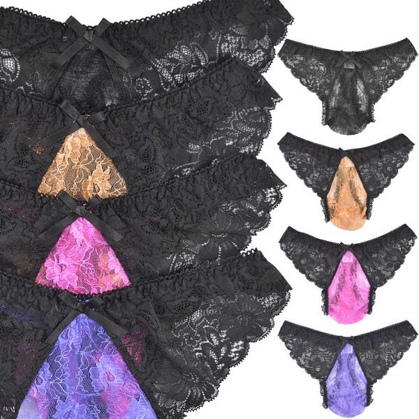 クレール メンズ Tバック シースルー総レース ブラックフラワー/男性