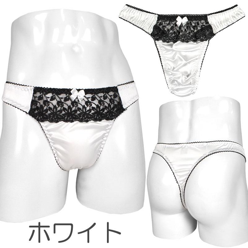 クレール メンズ Tバック ショーツ ブライトスムース 黒レース