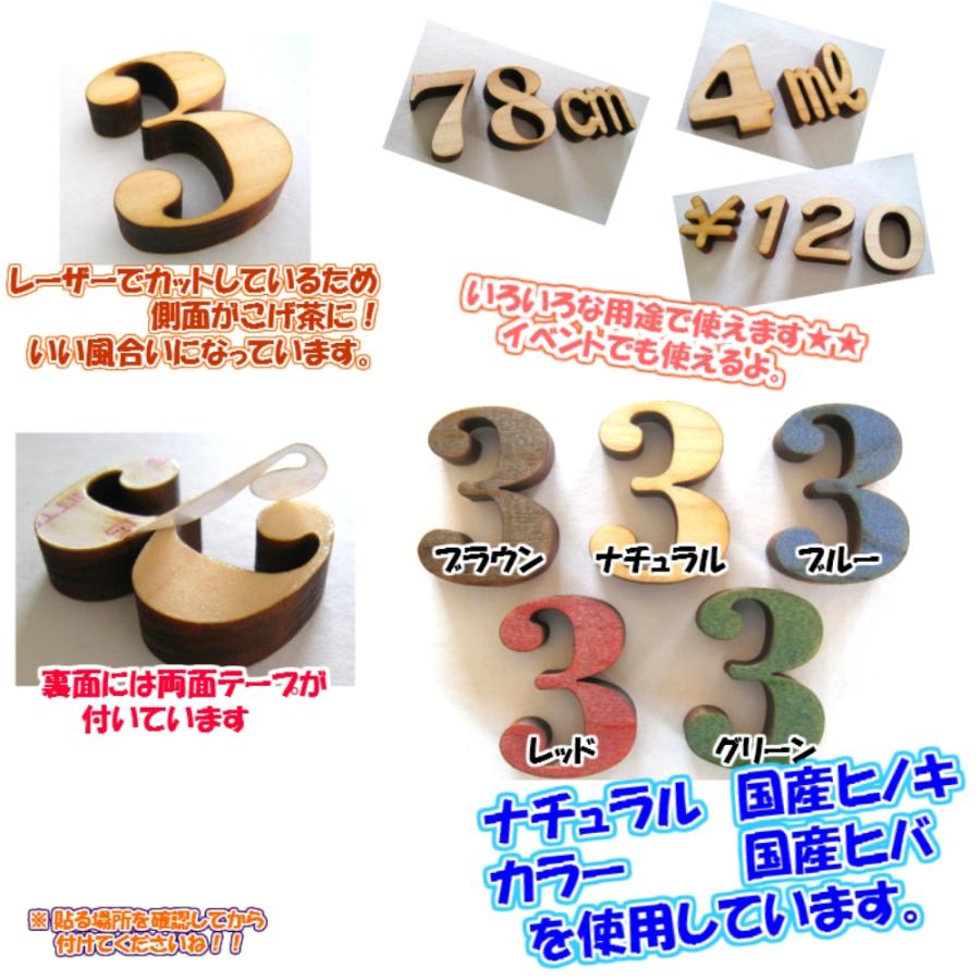 木製 数字 文字 3センチ 厚さ6ミリ カラー５色 文字３タイプ　切り文字 表札 結婚式 ウエルカムボード 看板 DIY ネーム プレート 誕生日 | ブランド登録なし | 02