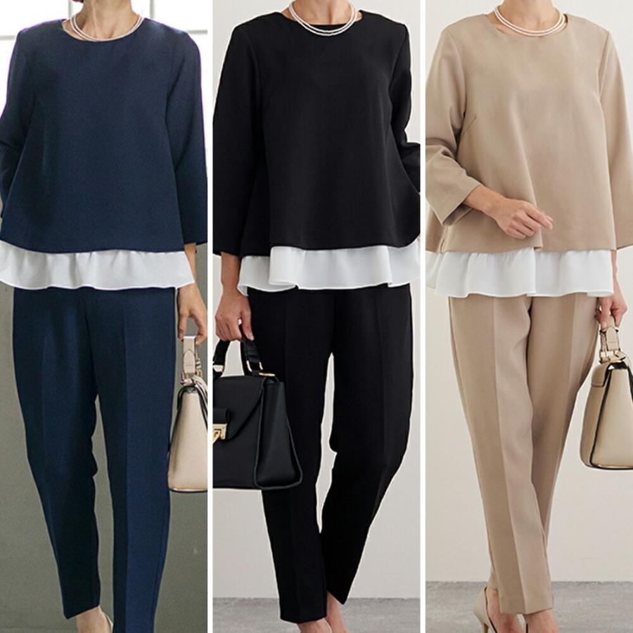 公式通販 レイヤード風トップセットアップ スーツ レディース パンツスーツ 入学式 入園式 卒業式 卒園式 フォーマル お宮参り 七五三 喪服 礼服 保障できる Gestion Etechnologies Shop