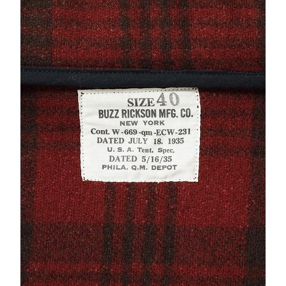 バズリクソンズ Buzz Rickson's BR15752 チェック柄 ショールカラー ウールジャケット JACKET, WOOL, RED PLAID CIVILIAN CONSERVATION CORPS (レッド)の画像