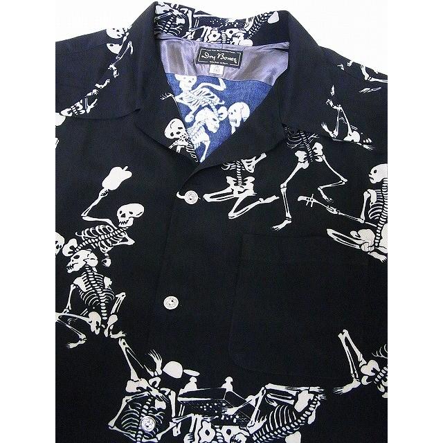 Dry Bones[ドライボーンズ] アロハシャツ 長袖 オープンカラーシャツ DS-2336 PLAYING SKELETON Hawaiian Shirt (BLACK)｜cream05｜03