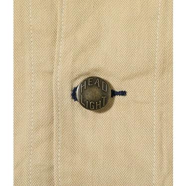 ヘッドライト HEADLIGHT カバーオール HD15908 ランダムヘリンボーン ワークコート ワークジャケット 10oz. RANDOM HBT WORK COAT (ホワイト/ONE-WASH)の画像