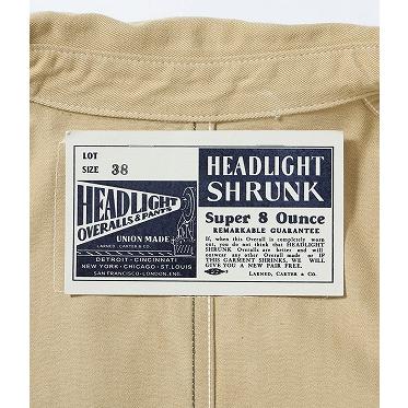 ヘッドライト HEADLIGHT カバーオール HD15908 ランダムヘリンボーン ワークコート ワークジャケット 10oz. RANDOM HBT WORK COAT (ホワイト/ONE-WASH)の画像