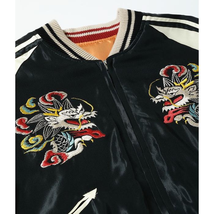 テーラー東洋 東洋エンタープライズ スカジャン TT15682 WHITE DRAGON × EAGLE 白龍 鷲 ホワイトドラゴン イーグル TAILOR TOYO (ブラック)の画像
