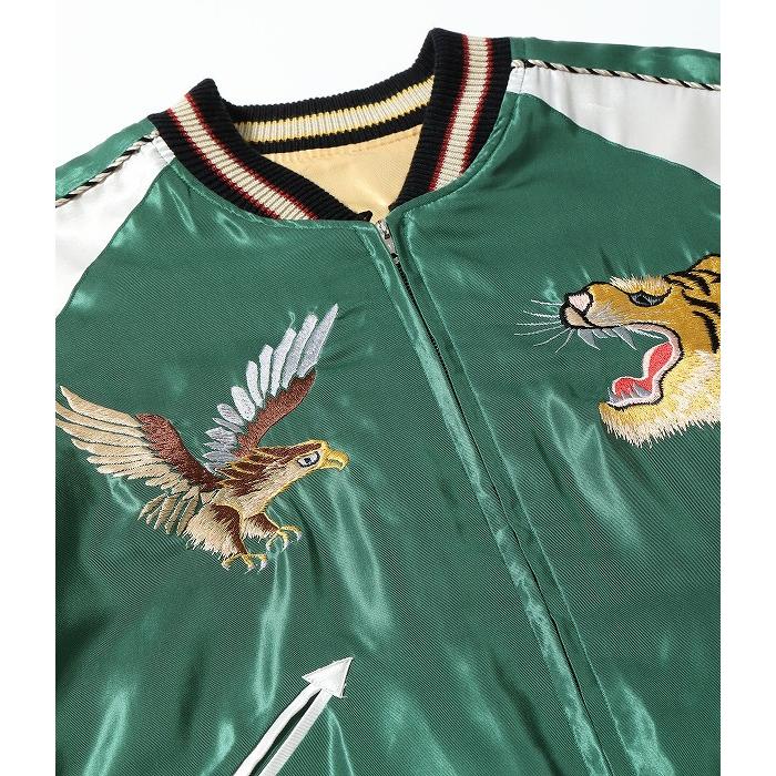 テーラー東洋 東洋エンタープライズ スカジャン TT15682 ROARING TIGER × JAPAN MAP 虎 日本地図 トラ タイガー ジャパンマップ TAILOR TOYO (グリーン)の画像