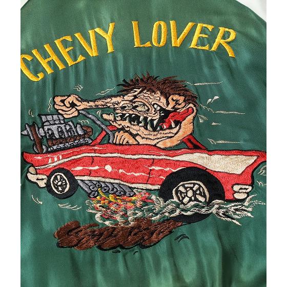 テーラー東洋 TAILOR TOYO スカジャン TT15878 TIGER HEAD × CHEVY LOVER 虎顔 シェビーラバー エイジングモデル AGING MODEL 東洋エンタープライズ (ブラック)の画像